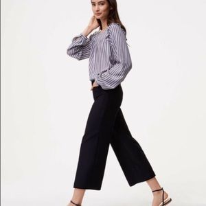 LOFT Wide Leg Riviera Crop Pants - Black